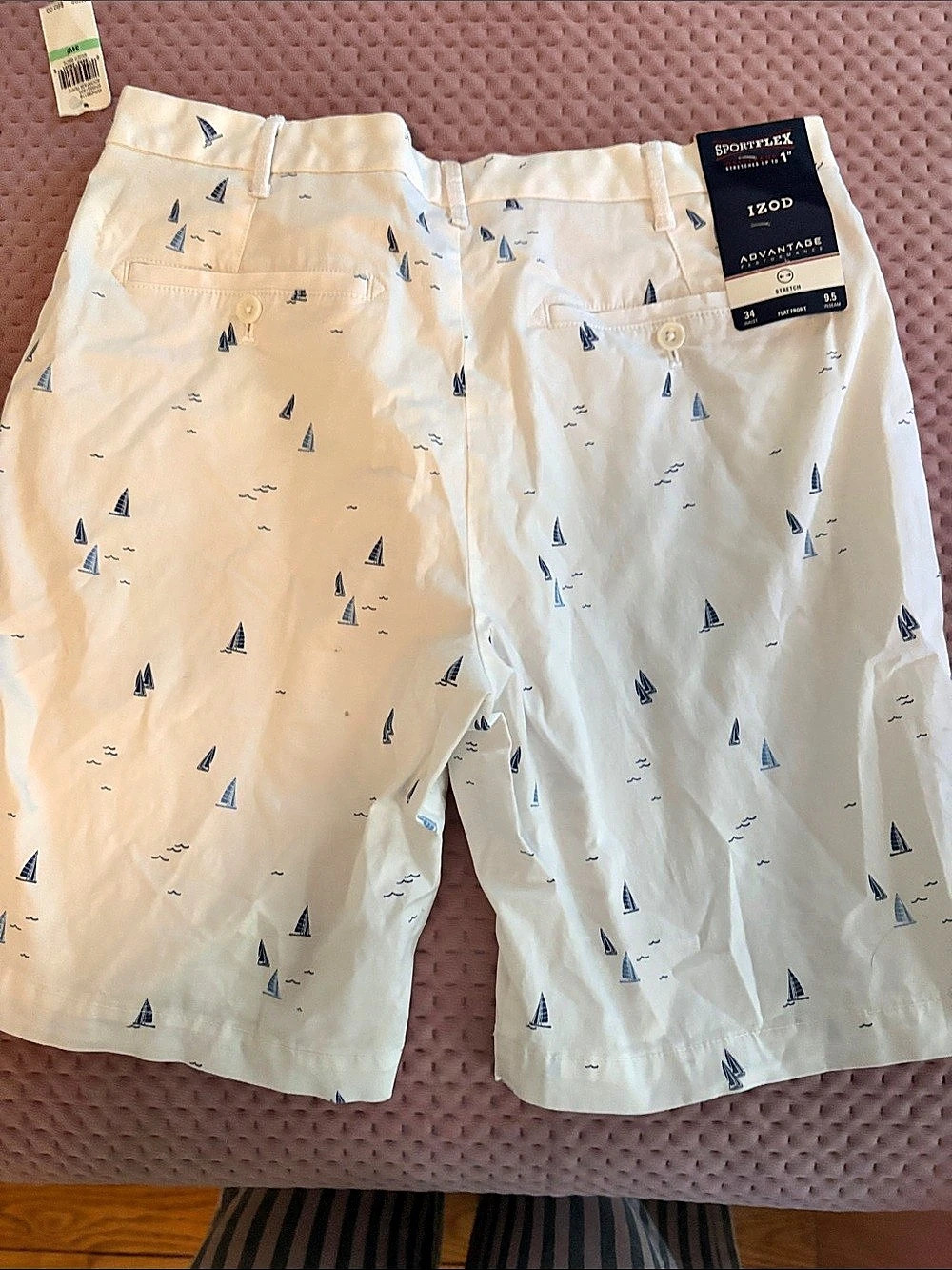 IZOD Sportflex Advantage Performance Sailboat Print Flat Front Shorts Sportflex